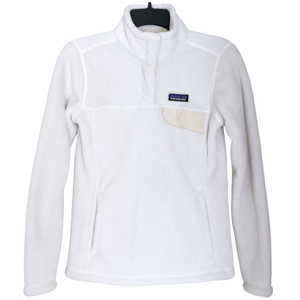 Patagonia Re-Tool Snap-T Pullover Fleece Sweater Small White Raw Linen 25443 Top